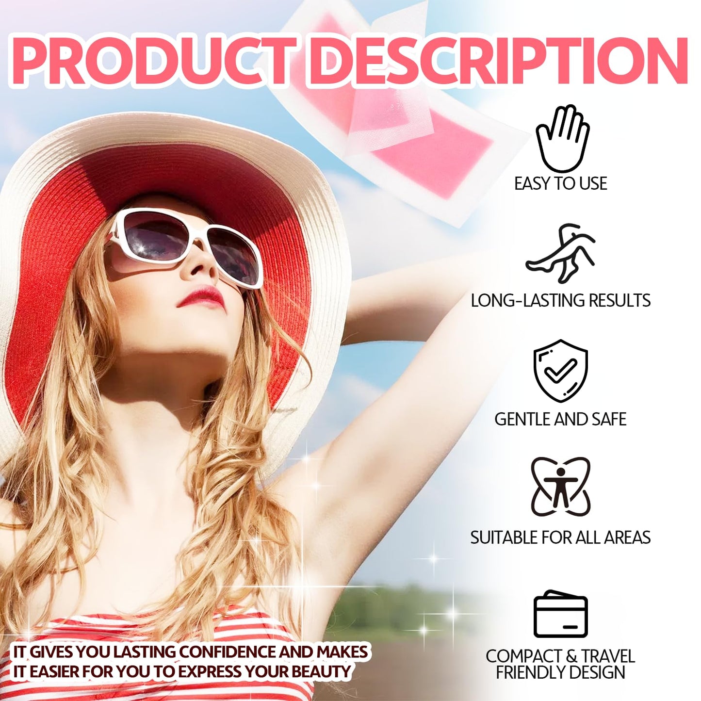 Wax Strips for Hair Removal, Wax Strips, Waxing Kit For Women Face, Body, Arms, Legs, Chest, Back, Bikini Wax Strips, Waxing Hair，Removeal Kit with 80PCS + 4 Calming Oil Wipes