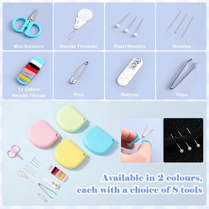 AHQiZFX 40 Pack Mini Travel Sewing Kit, Portable Sewing Tool Kits, Beginner Emergency Sewing Repair Kit with Threads Scissors Hand Sewing Needles, Plastic Sewing Kit, DIY Sewing Supplies (4 Colors)