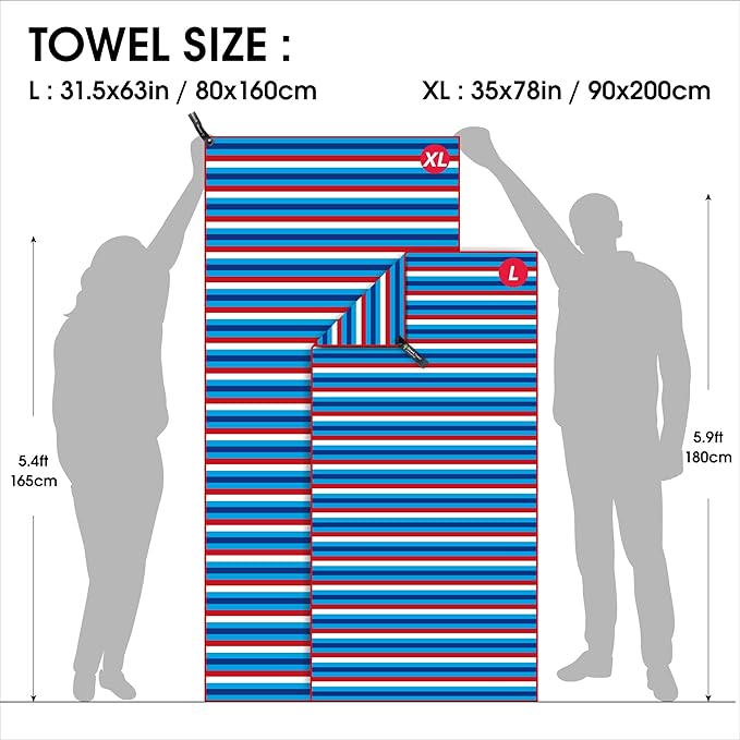 4Monster Microfiber Beach Towel Quick Dry,Super Absorbent Lightweight Travel Towel for Swimmers, Sand Free Camping Towel, Beach Towels for Pool,Swim,Water Sports,Yoga