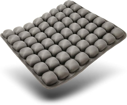 Air Inflatable Travel Seat Cushion, Portable Breathable Comfort Cushion, 56 Air Bubble Design for Airplane, Car, Office Chairs & Home Living – Lightweight & Ergonomic Support,18” x 16” (Grey)