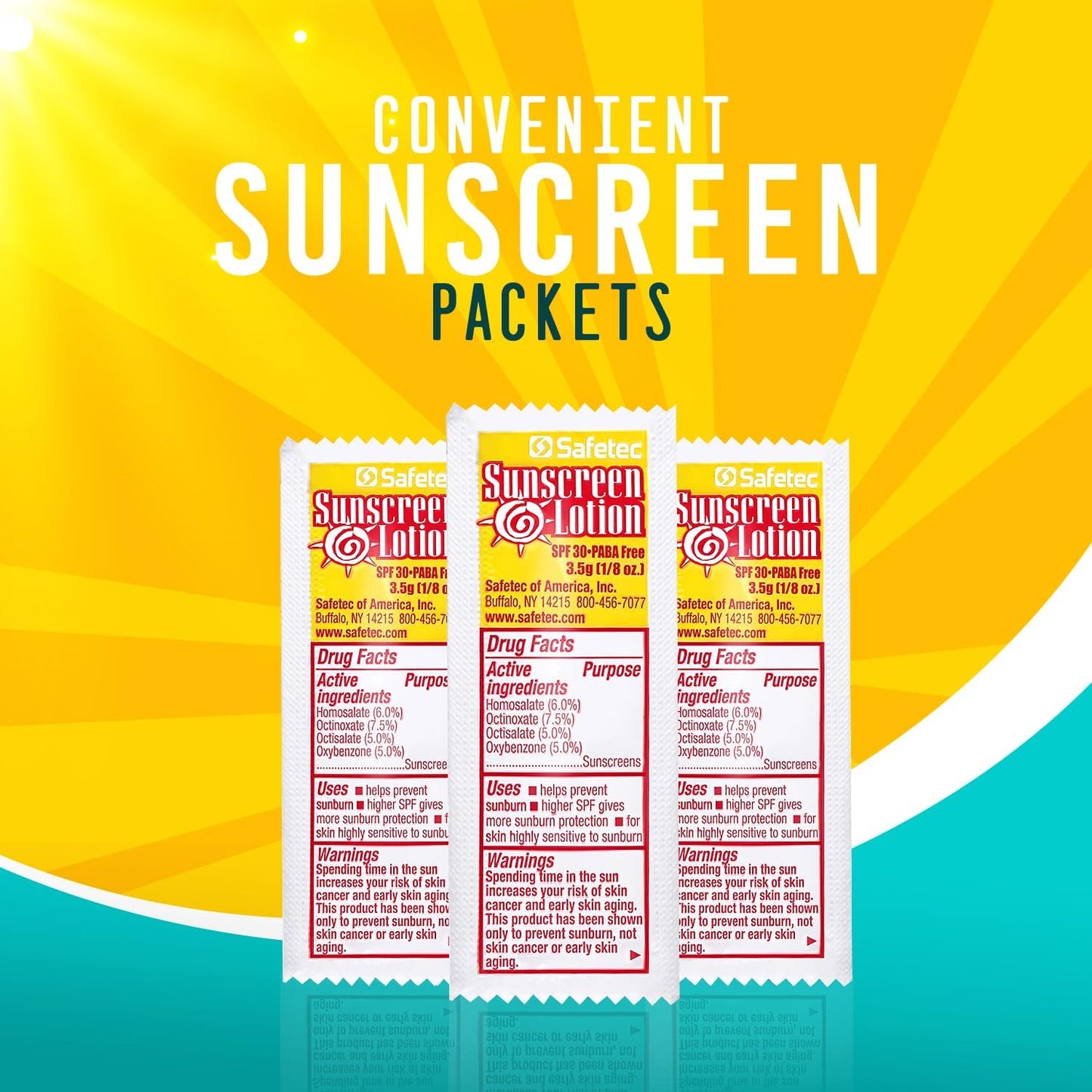 Safetec Sunscreen Lotion 53700 3.5 Gram Packets SPF 30 - (Box of 25)