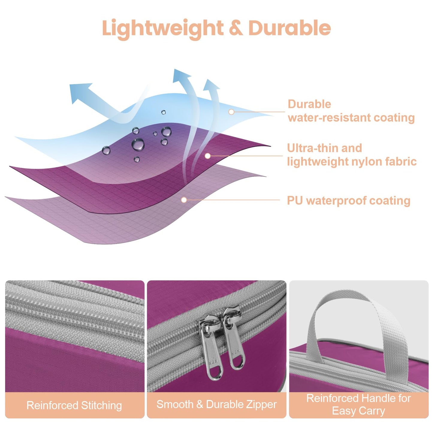 Cambond Compression Packing Cubes for Travel Women - 4 Pack Luggage Packing Organizers Vacation Travel Essentials Accessories Bags Compression Cubes for Carry on Suitcases, Purple