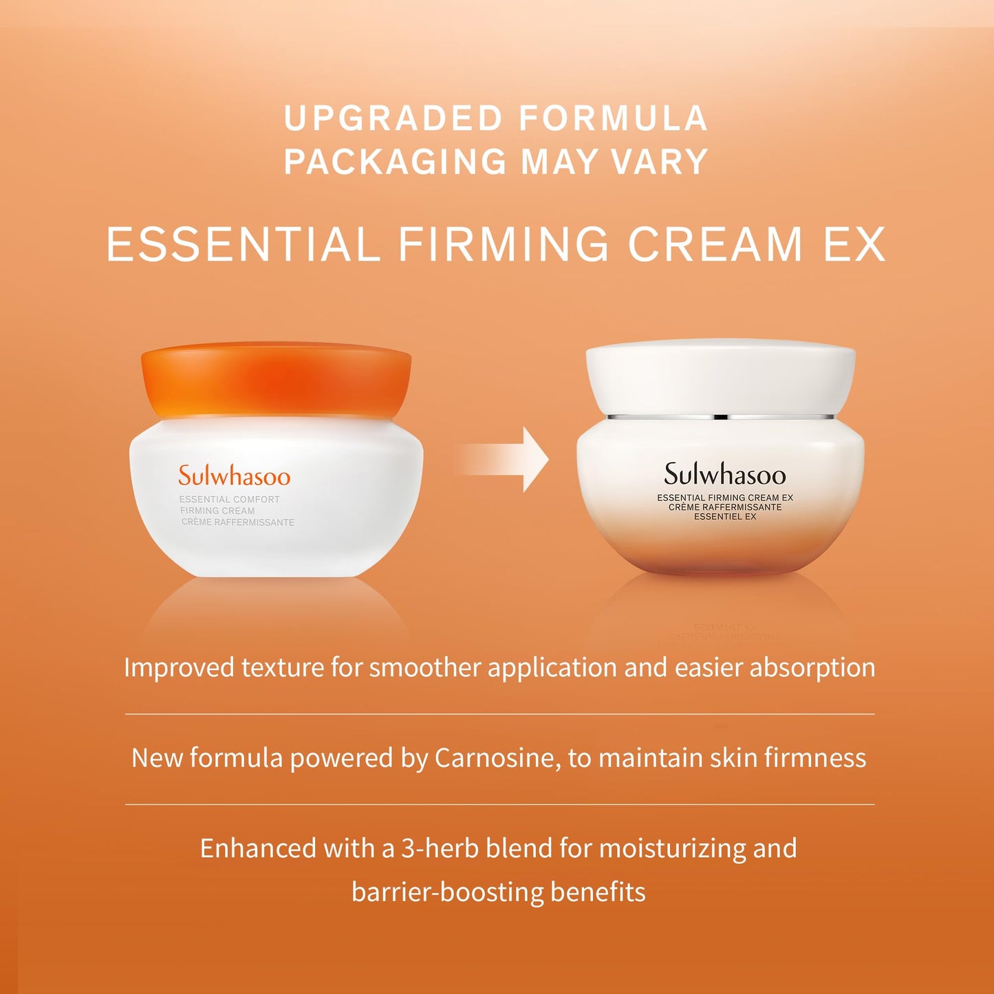 Sulwhasoo Essential Firming Cream - A hypoallergenic, whipped moisturizing cream that visibly improves firmness. Packaging May Vary