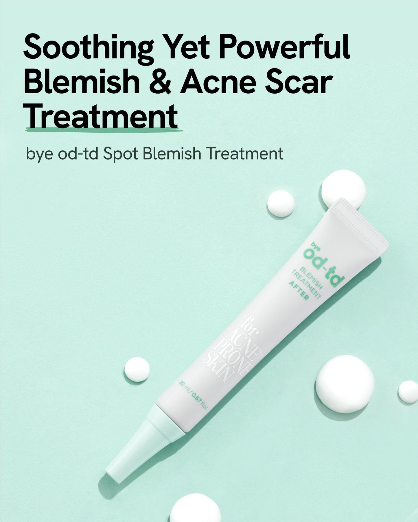 Bye od-td Blemish Treatment (0.7fl oz) - Post-Blemish Marks, Correction Korean Skin Care. TECA, Allantoin, Herb-Vinegar Tincture.