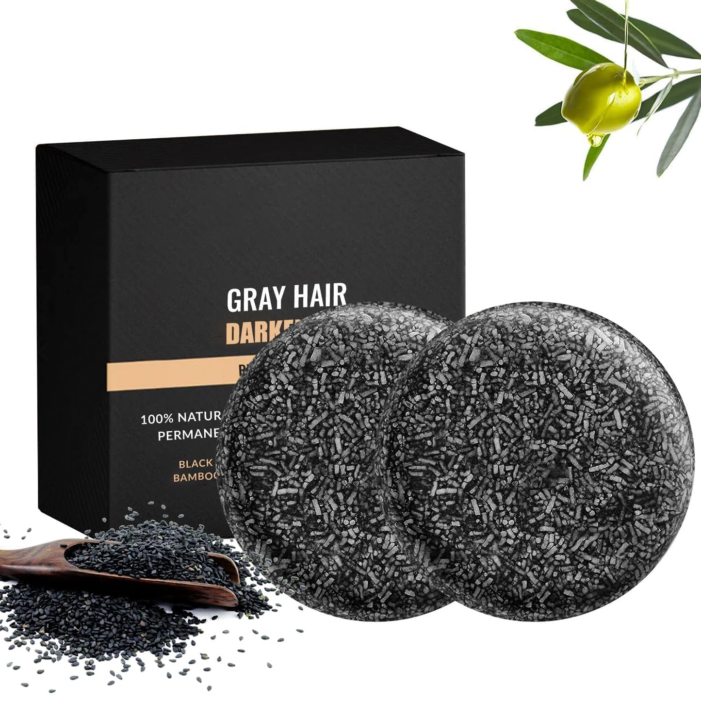 Gray Hair Reverse Bar Soap, Mane Gray Reverse Bar for Men Women, Natural Darkening Shampoo Soap for Hair Hydrating & Moisturizing Vegan, pH balanced (2PCS)