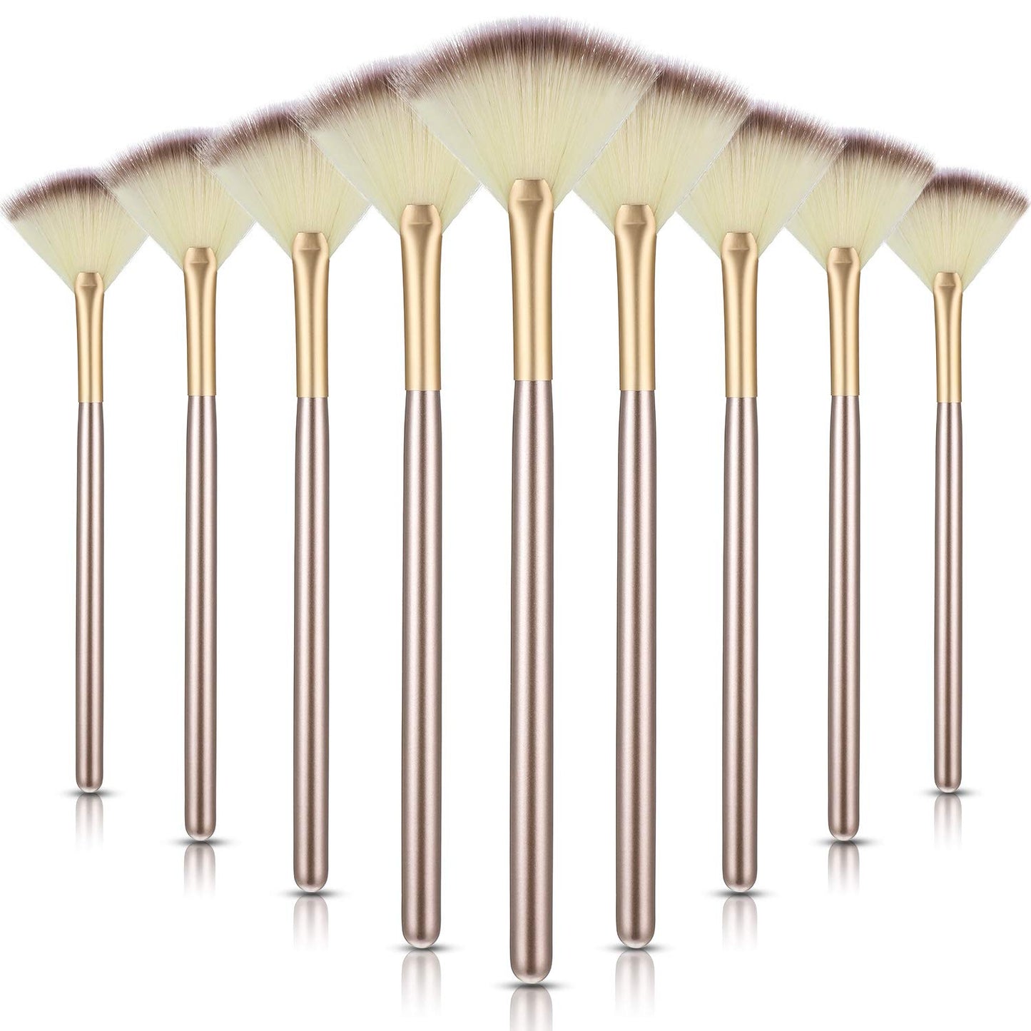 9 Pieces Facial Fan Mask Brushes, Soft Facial Applicator Brushes Tools for Peel Glycolic Makeup for Mud Cream(Champagne)