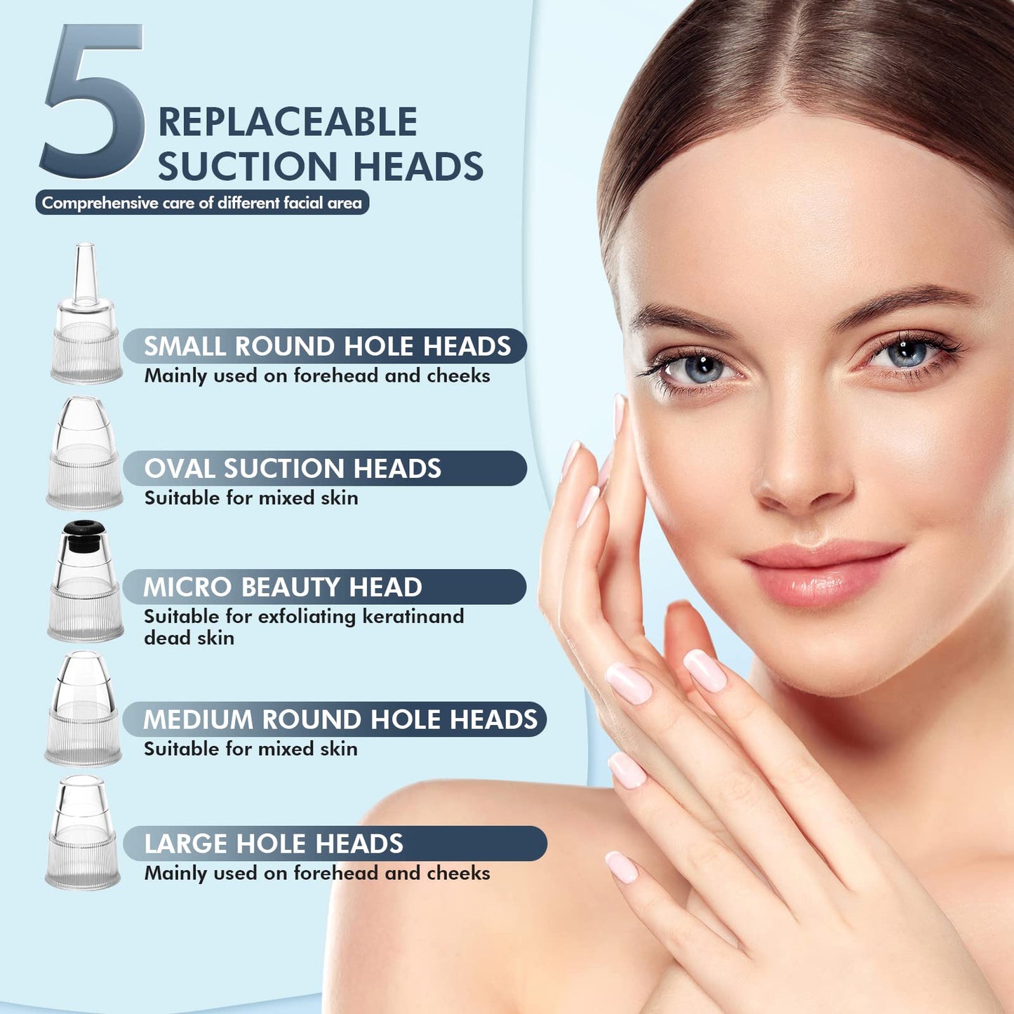 CHIMOCEE Blackhead Remover Pore Vacuum, Upgraded Black Head Remover for Face, Electric Acne Comedone Whitehead Extractor Tools-5 Suction Power, 5 Probes, USB Rechargeable Pimple Popper Tool Kit