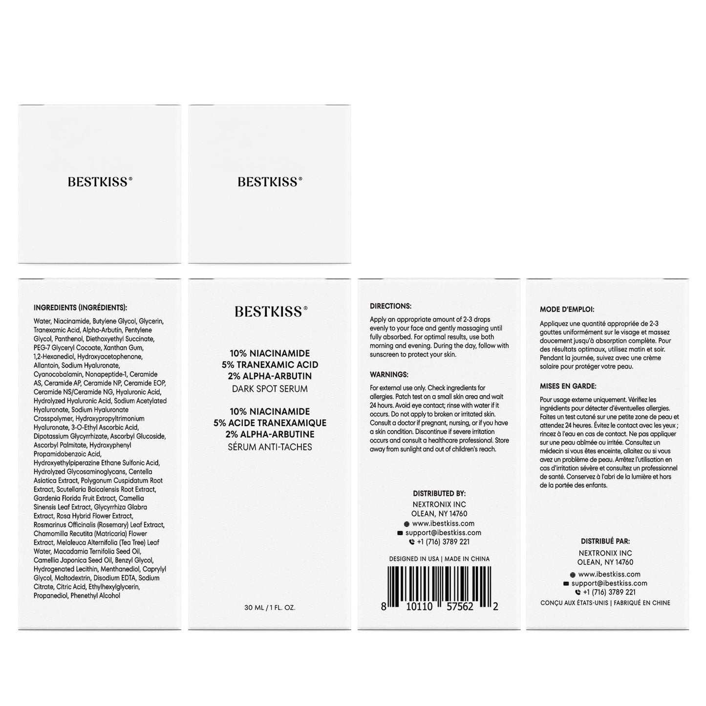 Bestkiss 10% Niacinamide + 5% Tranexamic Acid + 2% Alpha-Arbutin Dark Spot Serum with Ceramides Hyaluronic Acid Centella Asiatica - Korean Glass Skin Vegan Paraben Fragrance Cruelty Free 1 FL OZ/30mL