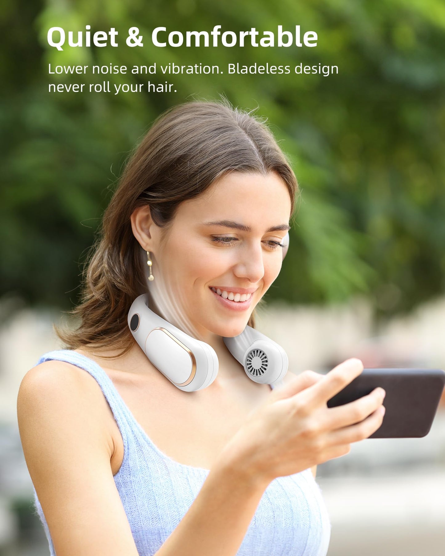 Koonie Neck Fan Rechargeable 5 Speeds, Portable Personal, Hands Free Bladeless, Battery Operated Wearable Adjustable, Screen Design, 4-12 Hours, Cooling For Travel, Outdoor, Indoor