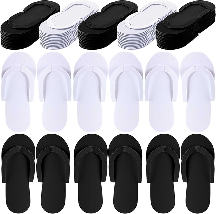 JenPen 60 Pairs Disposable Pedicure Slippers Foam Flip Flops Disposable Flip Flops Multi Color Foldable Pedicure Slippers for Guests Salon Spa Hotel Women