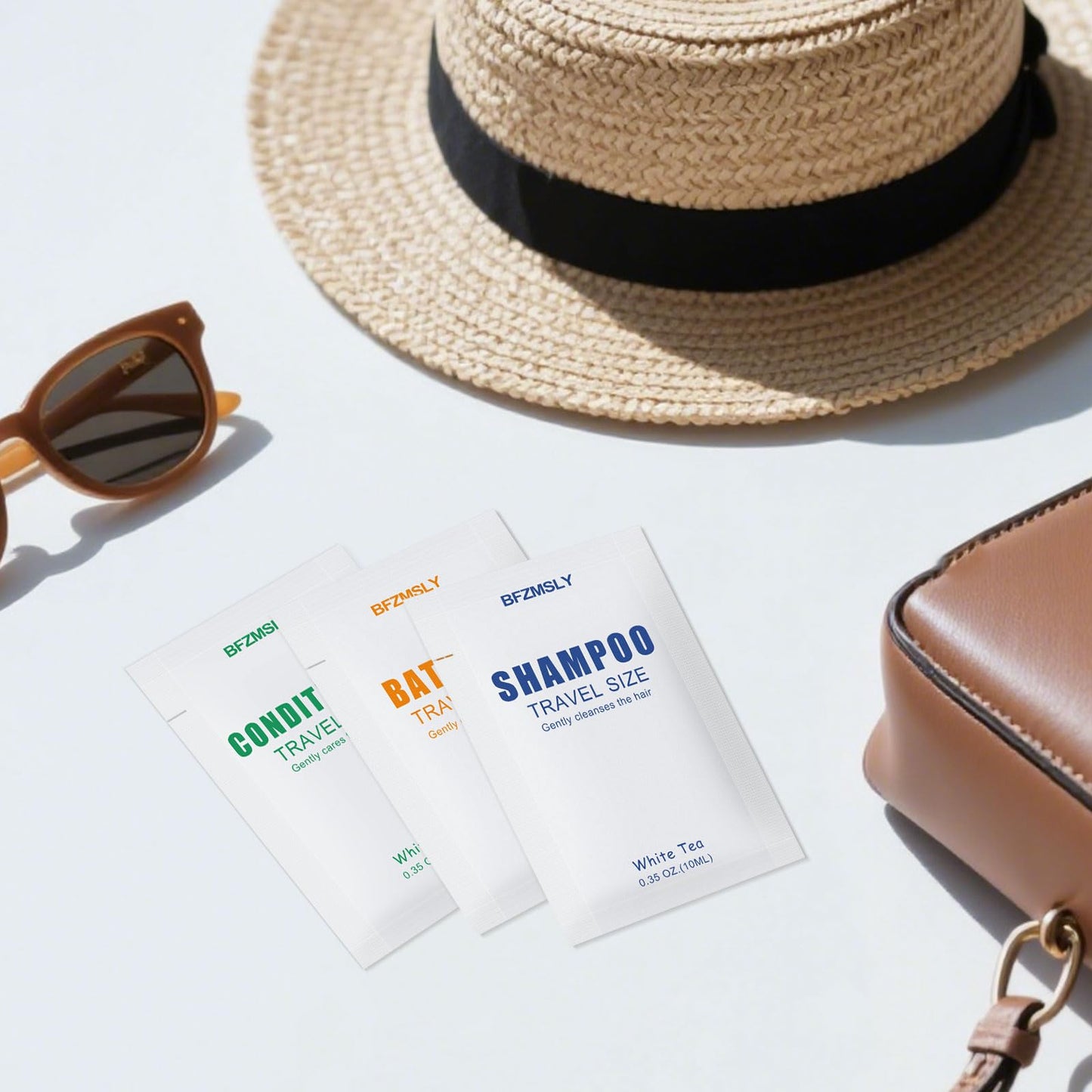 30 Sets Travel Size Toiletry Sets, Shampoo & Body Wash (0.35oz Each, 2-in-1 Toiletries Kit, White Tea Scent) – Individually Wrapped Hotel Amenity Packs for Guests, Airbnb, Vacation Rentals