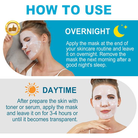 CLFJLXYX Collagen Face Mask for Deep Hydration，Moisture Locking，Hydrogel Mask，Collagen Night Wrapping Mask，Brightens Skin Tone，Promotes Elasticity and Firmness，Korean Skin Care-4 Pack