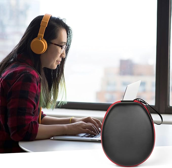 Comecase Universal Headphone Case Comepatible with JBL/for Beats/for Sony/for Bose Max Over Ear Headphone and More, Travel Carrying Box for Bluetooth Wireless Headset (Black+Red Zipper)