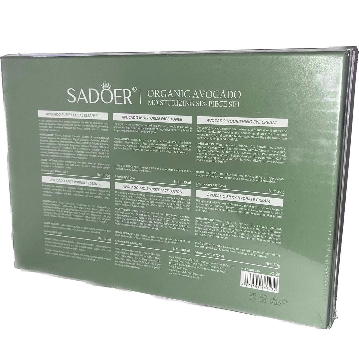 Avocado Skincare Sets, 6Pcs Skincare Gift Set with Facial Cleanser, Face Serum, Face Cream, Eye Cream, Toner, moisturizing Lotion, Skin Care Sets & Kits, Hydrating Facial Kit for women