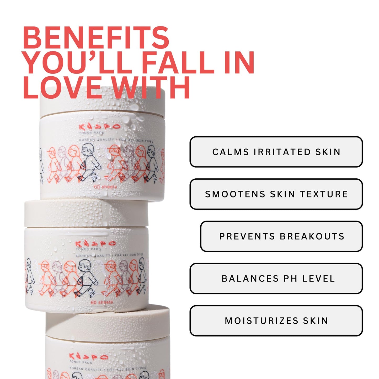 KNSPO Toner Pads - Pre-Soaked Toner Pads with Korean Skincare - Balancing Face Toner - Hydrating Toner Pads for All Skin Types - 60 pc