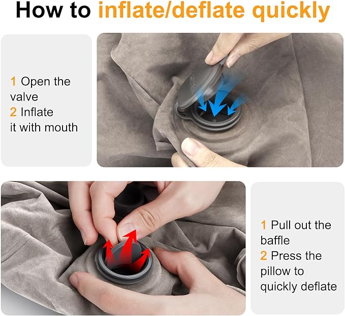 Inflatable Travel Foot Rest Pillow, Kids Airplane Bed, Adjustable Height Leg Pillow, Make a Flat Bed for Toddler, Fits for Airplane, car（Grey, 2 Pack）