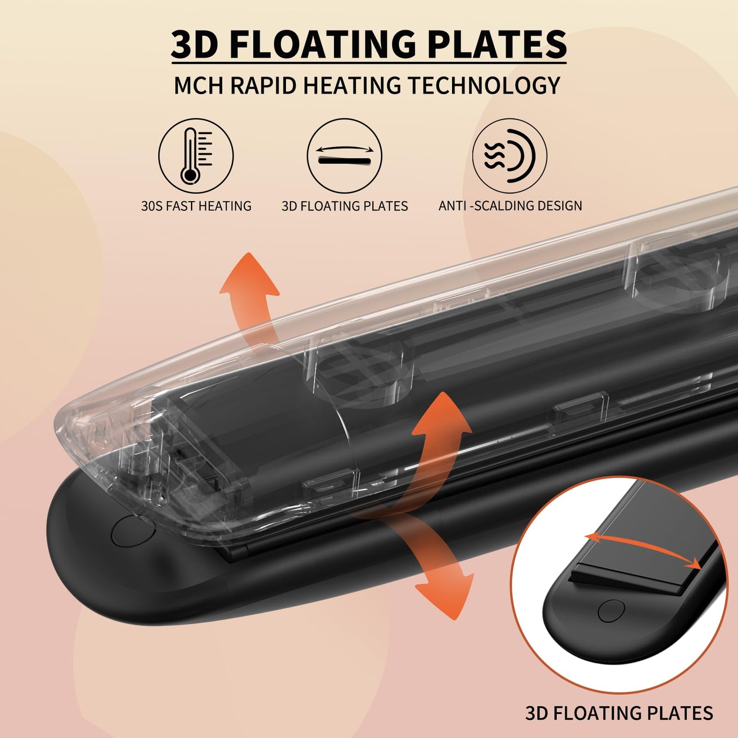 K&K 1 inch Flat Iron 2 in 1 Curler Tourmaline Titanium Hair Straightener 1 inch Plate 4D 360°Swivel LED Display for Woman Short Hair Adjustable Temperature Dual Voltage 110v-220v Auto Shut Off