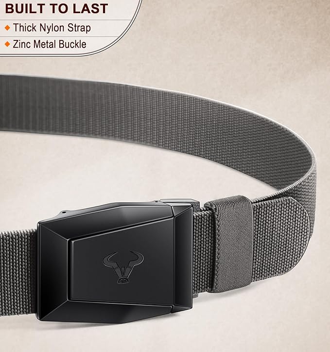 BULLIANT Men Belt 2 Pack,Nylon Web Holster Belt Stretch for Gift Men Outdoor Work Sports Hunting Hiking,Quick Release