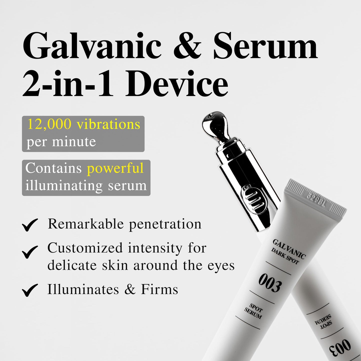 BARULAB Galvanic Dark Spot Serum Auto Depuffing Lifting Eye Cream - Deeply Penetrates Corrects Uneven Skin Tone Hyperpigmentation Dark Circles Fine Lines Wrinkles Puffiness Korean Skincare