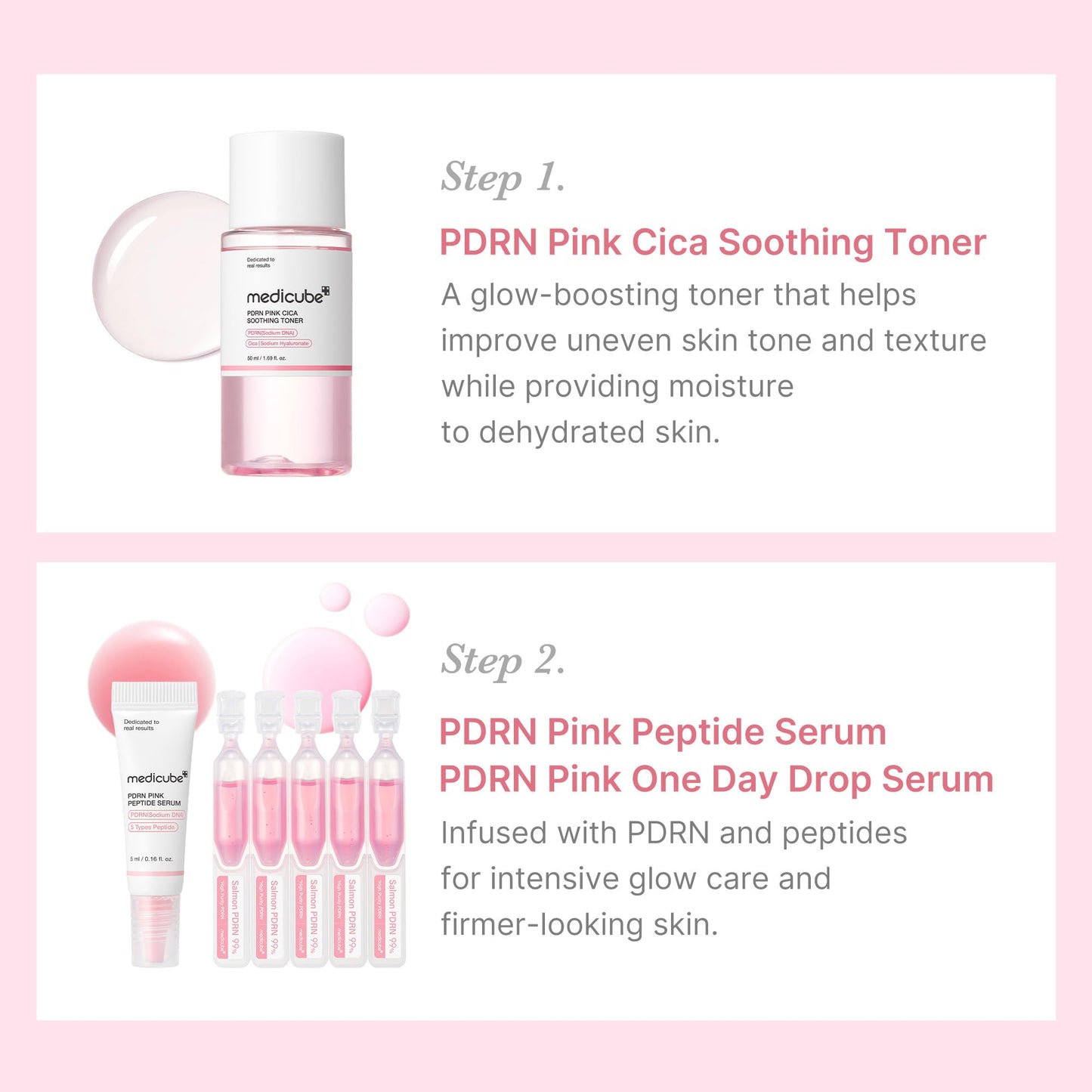 medicube Salmon DNA PDRN Trial Kit | Glass Glow Mini Skincare Set with Toner, Serum & Sheet Mask for Hydrating, Firming, Moisturizing |Gift & Travel Essentials for Women & Girls | Korean Skincare
