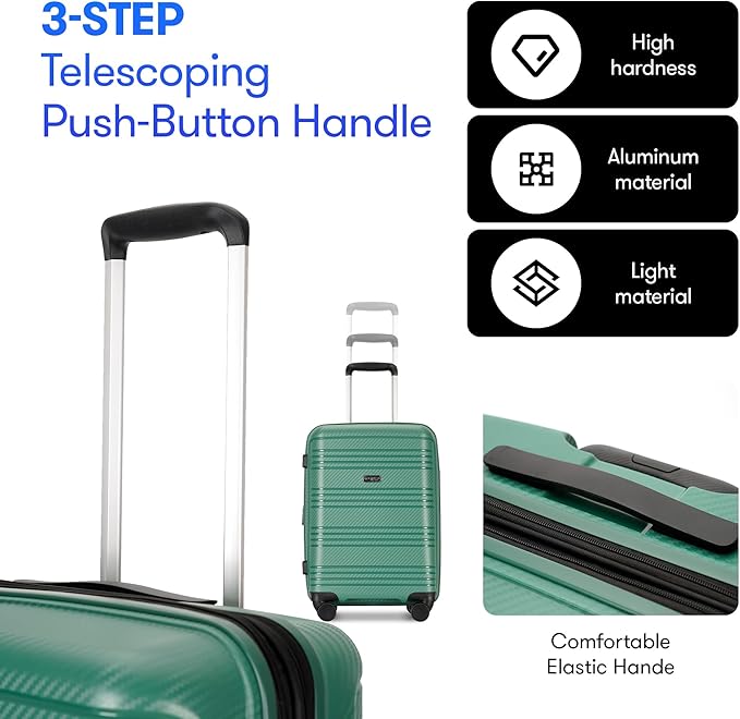 4 Piece Hardshell Expandable Luggage Sets with Spinner Wheels TSA Lock,Large Suitcases with Wheels, 20inch 25inch 29inch, Green