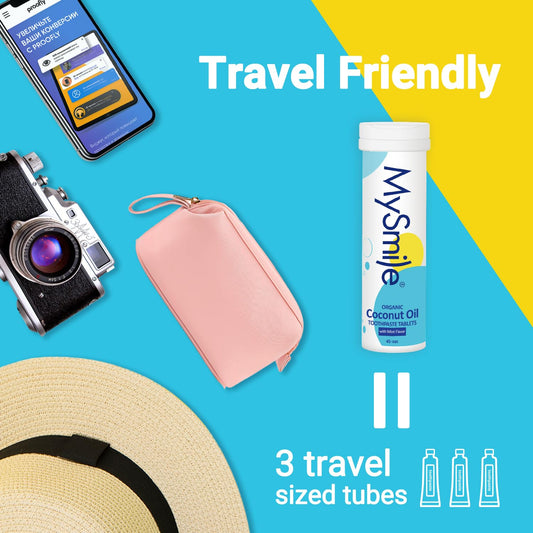 MySmile Toothpaste Tablets - Nano hydroxyapatite, Flouride Free, Organic Coconut Oil Travel Mouthwash Tablets, Remineralize & Reduce Sensitivity Toothpaste Bites for Brushing & Freshing Teeth