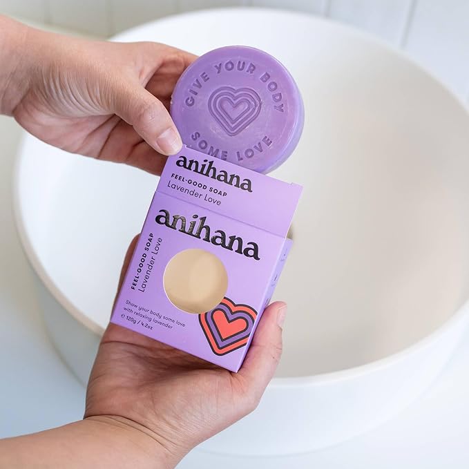 ANIHANA Feel-Good Soap Variety 3 Pack with Coconut Oil and Shea Butter, Gentle Cleansing, Paraben Free, Cruelty Free, Berry, Mango, and Lavender Scent, 4.2 oz each