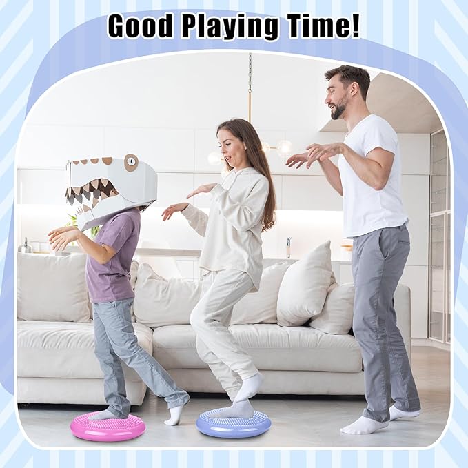 2 Pcs Wiggle Seat Inflated Wobble Cushion Flexible Balance Disc with Air Pump for Core Stability Strengthening Improving Posture Physical Exercise