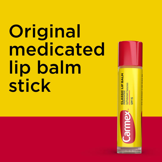 Carmex Classic Medicated Lip Balm Sticks, Lip Moisturizer for Chapped Lips, 9 Count (3 Packs of 3)
