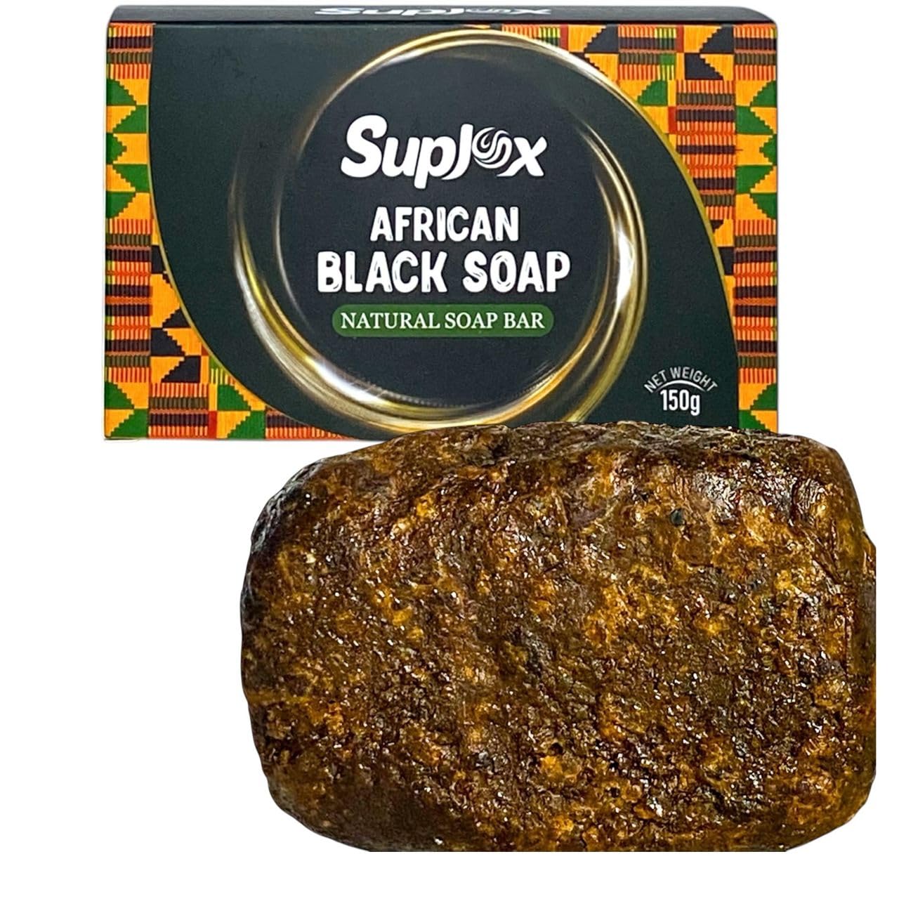 African Black Soap Bar – African Soap for oily Skin, Ghana Black Face & Body Wash | Face and Body moisturizing cleanser 1 Count.