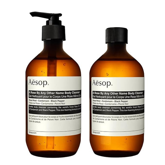 Aesop A Rose By Any Other Name Body Cleanser + Refill | Gentle Body Cleanser with Rose Petal Oil & Skin-Softening Botanicals | 16.9 oz / 500 mL(Pack of 2)