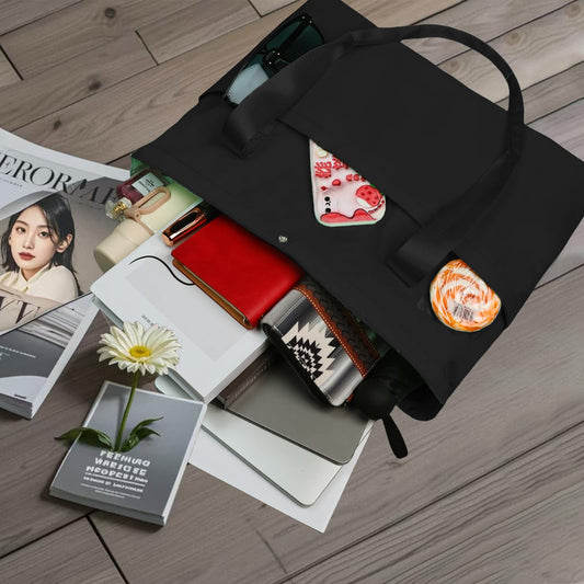 Foldable Travel Duffle Bag for Women, Gym Tote With Zipper Top Handle Handbag Large Shoulder Bag