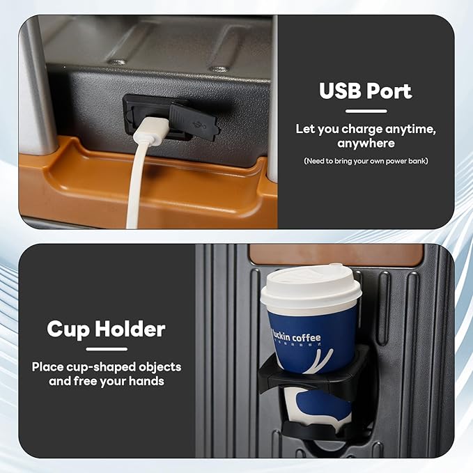 20 Inch Carry On Luggage Suitcase TSA Locks Approved Hardside Lightweight Suitcase With Cup Holder Carry-On Luggage With USB Port Zipperless Design Airline-Approved 360° 8 Double Spinner Wheels