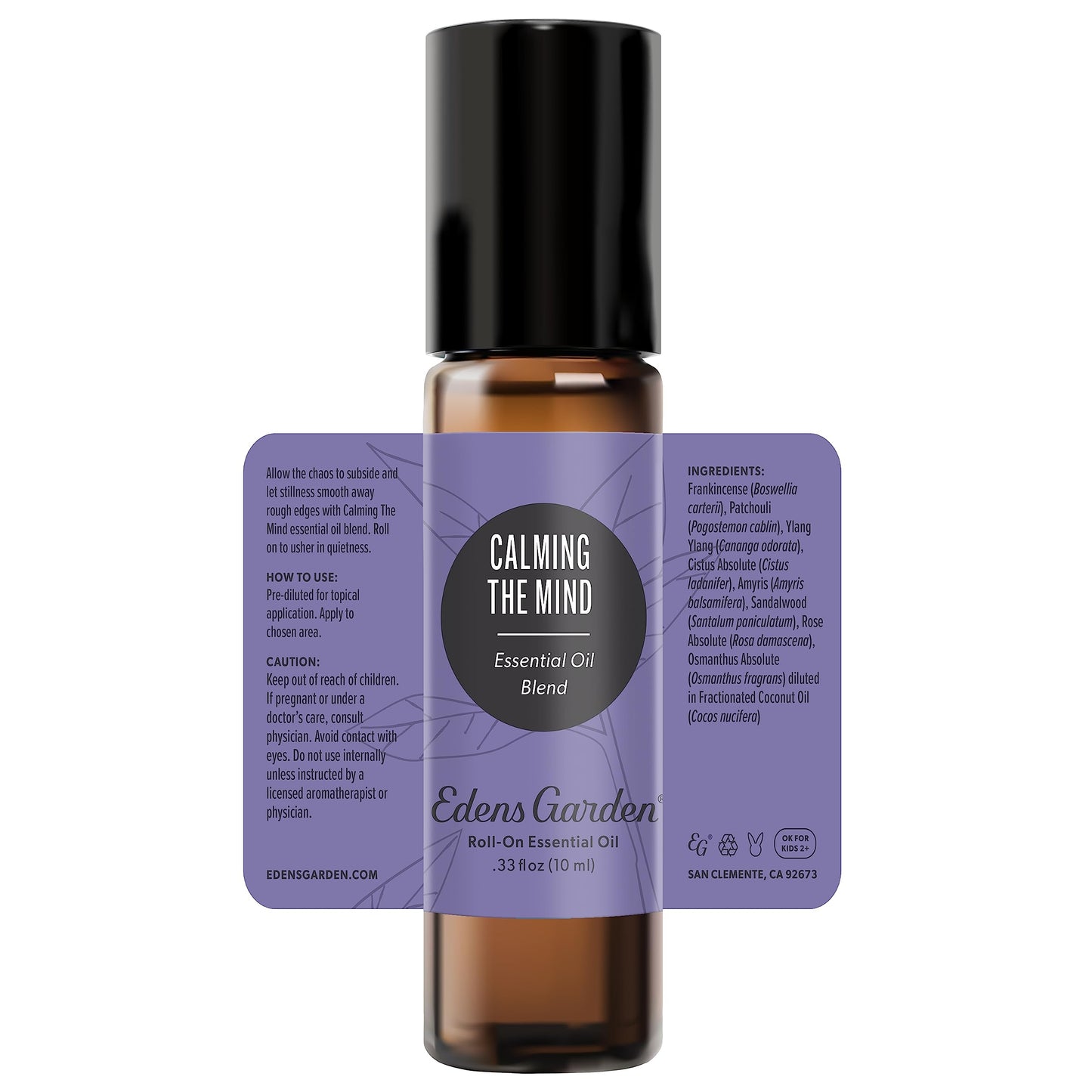 Edens Garden Calming The Mind Essential Oil Roll-On Blend- 100% Pure Premium Grade, Natural, Therapeutic, Aromatherapy, Kid & Skin Safe, The Best for Comfort, Tension Pre-Diluted 10 ml (.33 fl oz)
