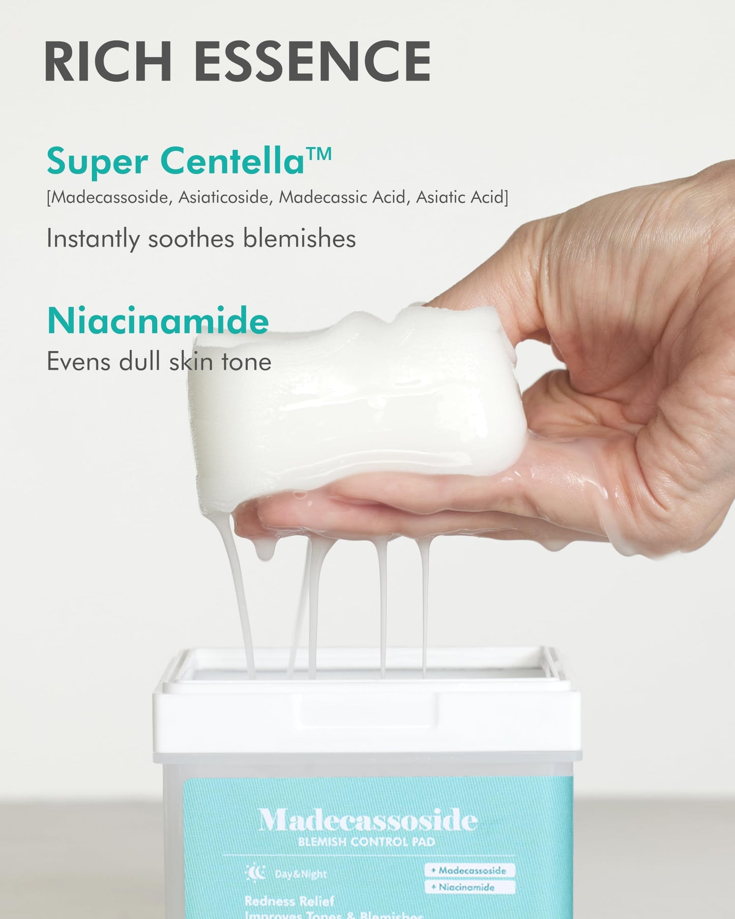 DERMAL Madecassoside Blemish Control Toner Pad - Korean Toner Pad for Blemish & Tone Improvement with Centella Asiatica - Vegan Gauze Tencel Square Pads - Travel Kit 12 Pads, 3 Pack (Total 36 Pads)