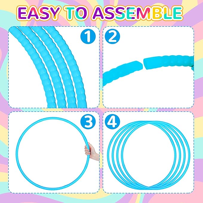 2 Pcs Toy Hoop Exercise Hoop Detachable Adjustable Plastic Toy Ring Playground Equipment for School Colored Circles Exercise Ring for Teens Dog Agility Equipment(Blue,23 Inch)