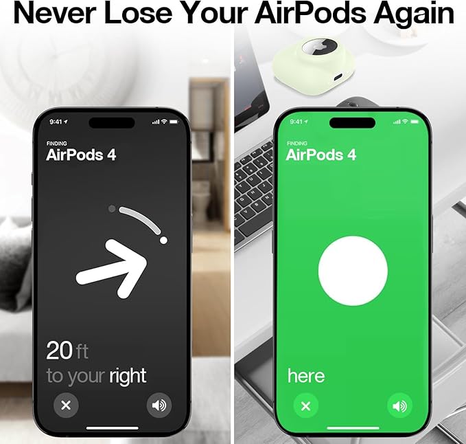 2 in 1 Silicone Case Compatible with AirPod 4 and AirTag, Shockproof Protective Skin Cover for AirPods 4th Generation with Cleaner Kit & Carabiner (Glow Green)