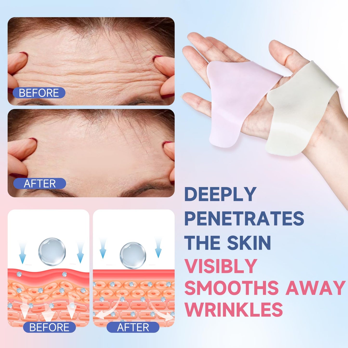 kindshine 40PCS Forehead Wrinkle Patches, Forehead Face Masks, Anti Wrinkle Facial Patches with Hyaluronic Acid & Collagen, Overnight Forehead Patches for Wrinkles Smoothing