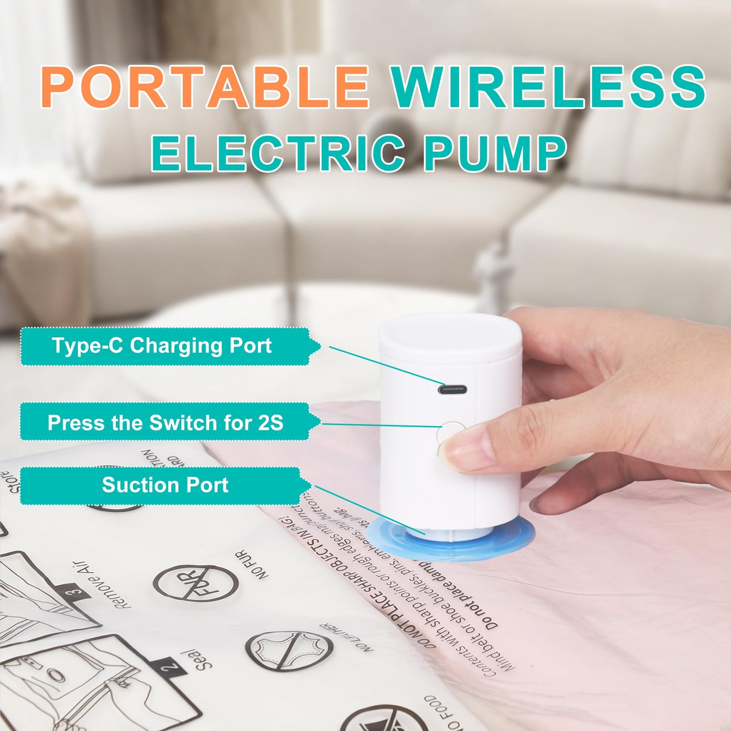 ZOESTORAGE 12 Pack Travel Vacuum Storage Bags with Portable Electric Pump, Vacuum Seal Space Saver Bags for Clothing, Compression Vacuum Bags for Travel Luggage Blankets(4 Large, 4 Medium, 4 Small)