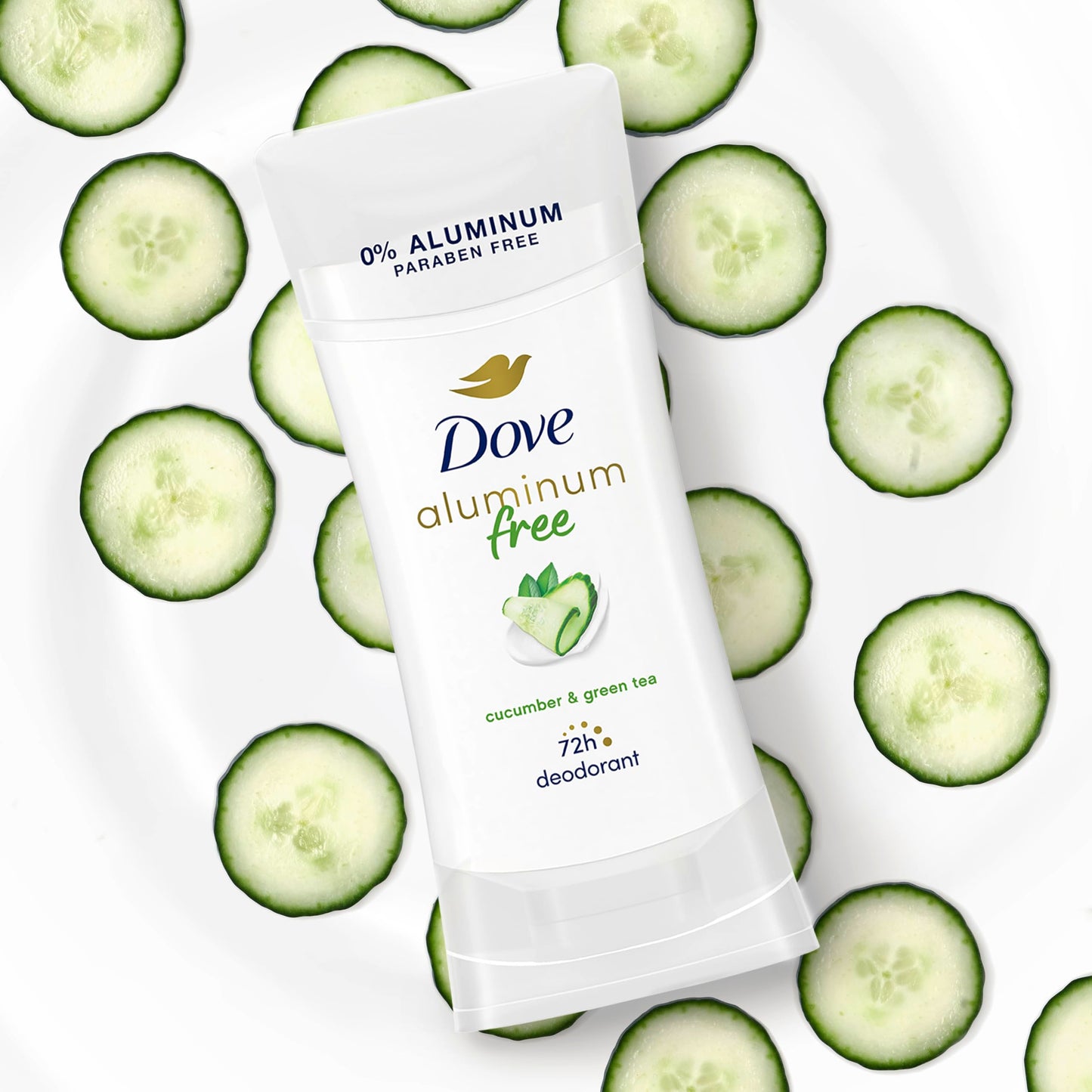 Dove Aluminum Free Deodorant for Women 4 Count Cucumber and Green Tea 72 hour odor protection 2.6 oz