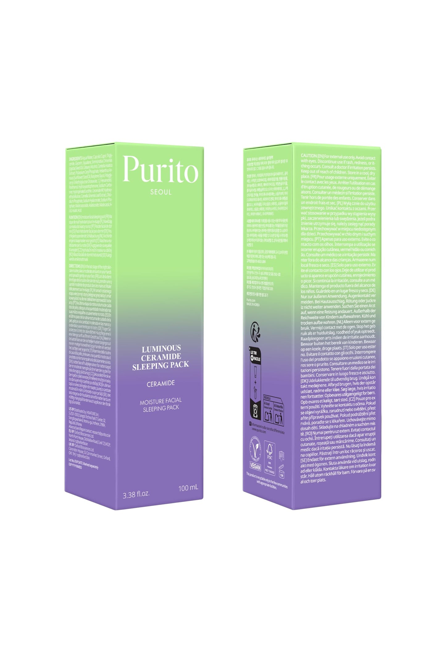 Luminous Ceramide Sleeping Pack – Overnight Recovery Cream with 3,000ppm Ceramide, Cica Complex to Calm Irritation & Redness, and Long-Lasting Hydration for Sensitive Skin, 80ml / 2.70 fl.oz