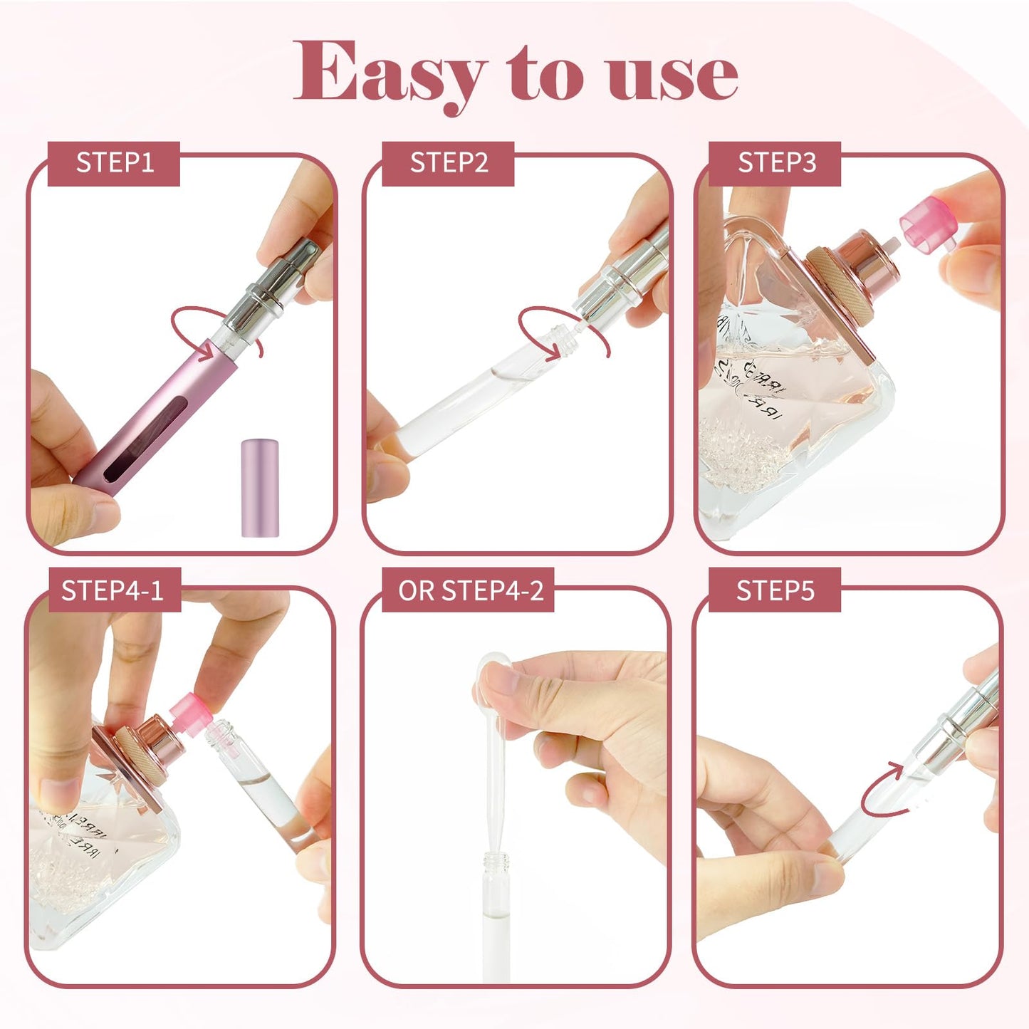 OBSGUMU 4pcs Mini Perfume Travel Bottle, Perfume Atomiser Refillable, 5ML Spray Bottles, Portable for Travel Holiday, Outdoor Activities and Business