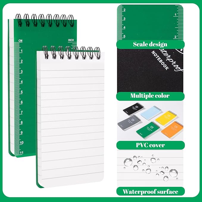 6 Pack Waterproof Notebook Pocket Notepad 3x5 All-Weather Small Pocket Notebook Waterproof Police Spiral Notepad Little Memo Notepads for Outdoor Travel Office School