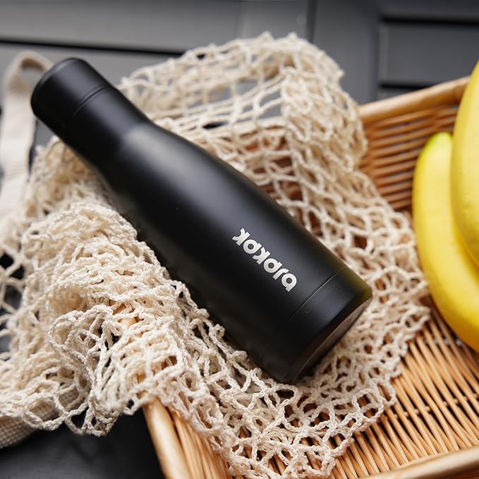 BJPKPK 12oz Water Bottles Stainless Steel Double Wall Vacuum Insulated Small Water Bottles for Travel,Midnight Black