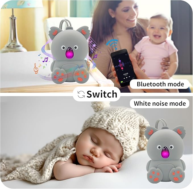 Baby Sound Machine White Noise Machine with Bluetooth Speaker, Portable Soothing Sounds Music Memory Function Sleep Sound Timer Soother for Baby