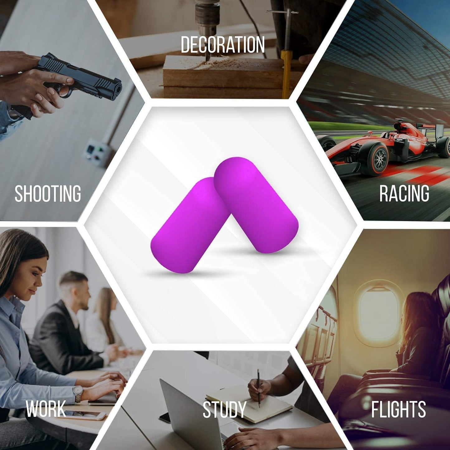 5 Pairs Soft Foam Hearing Protection Earplugs with Case