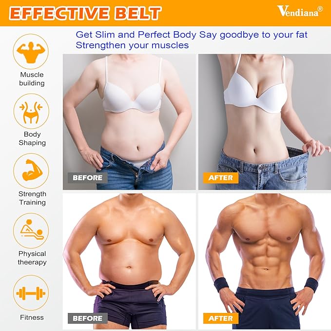 ABS Stimulator Muscle Toner Flex Fitness Belt for Waist Trimmers FDA Cleared AB Machine Abdominal Toning Ems (Orange, One Size)