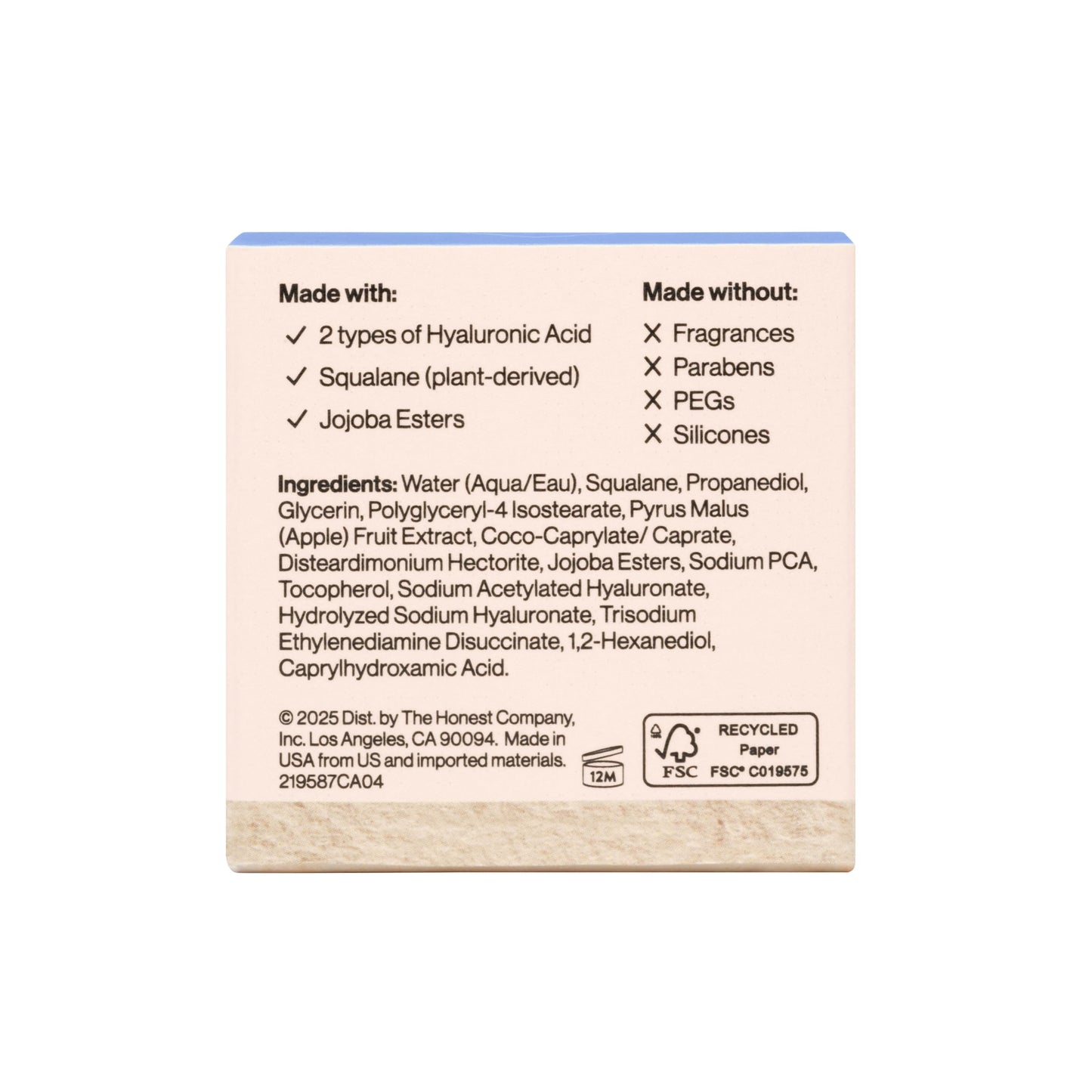 Honest Beauty Mini Hydrogel Cream with Hyaluronic Acid | Lightweight, Moisturizing Water Cream | Gentle for Sensitive Skin, Fragrance Free, Vegan | Travel Size, .57 fl oz