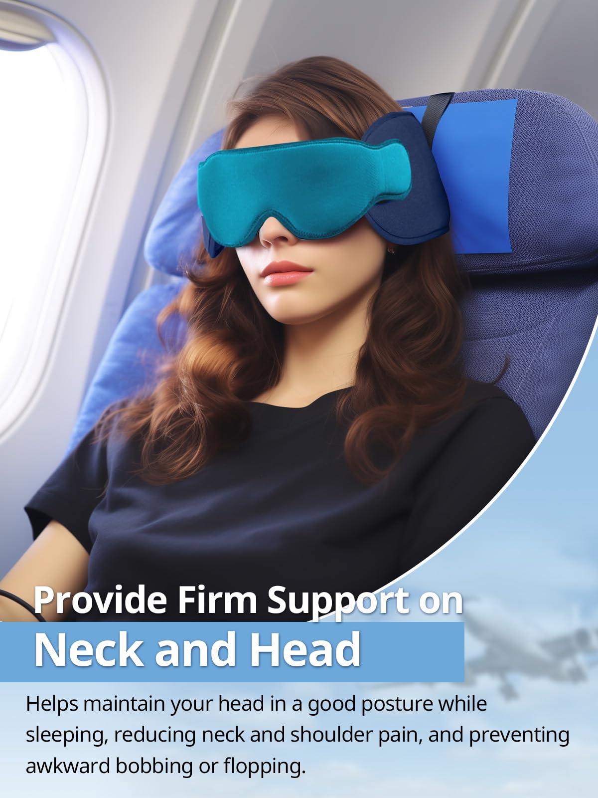 Inspireyes Travel Pillows for Airplanes, Travel Accessories for Long Flight, 360° Head Support Soft Airplane Pillow with Eye Mask for Sleeping, Stop Bobblehead, Dark Grey