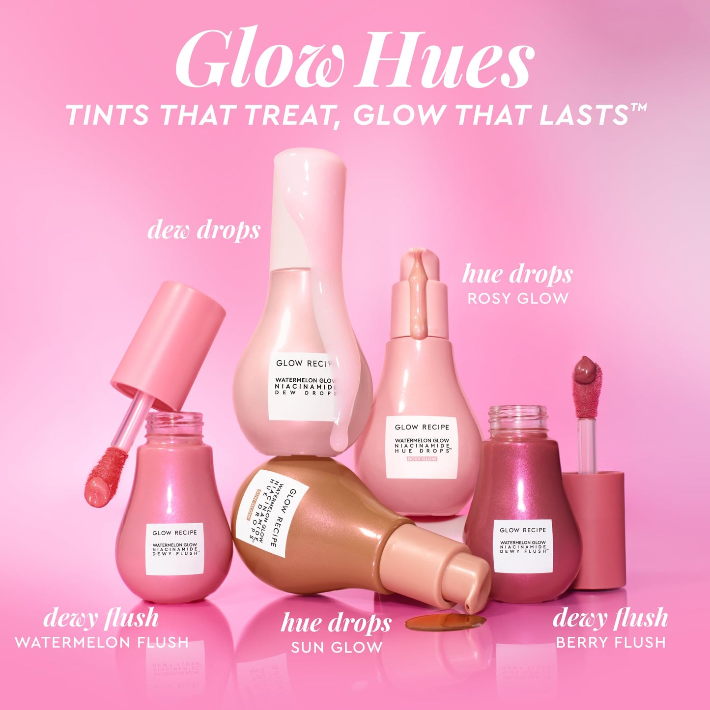 Glow Recipe Illuminating and Bronzing Hue Drops - Makeup Skincare Hybrid Duo - Sun Glow Mini (15 ml) + Full Size Rosy Glow (40 ml) - Tinted Face Serums for Hydrated All‑Over Dewy Glow